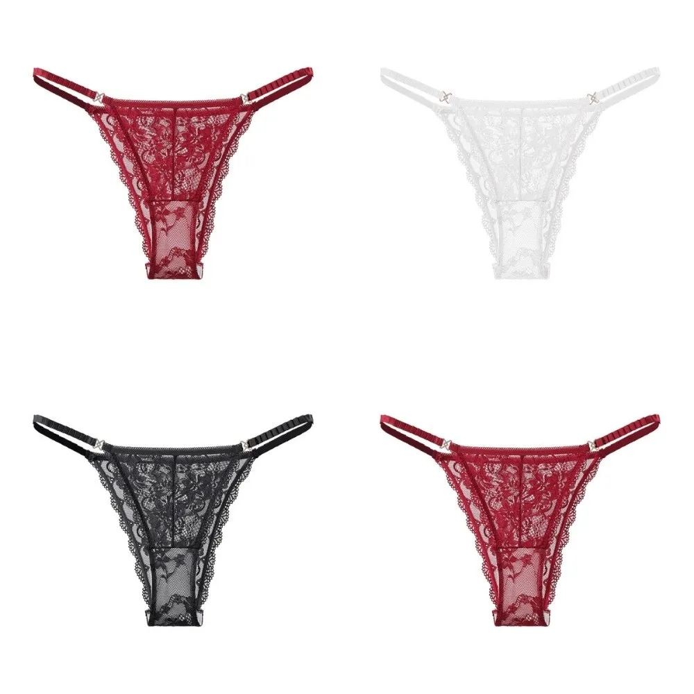 Modische Transparente Spitzen-Netz-Tanga Dünne Niedrig Geschnittene T-Back-Höschen Lingerie Blumenmuster Damenunterwäsche – Detail 2