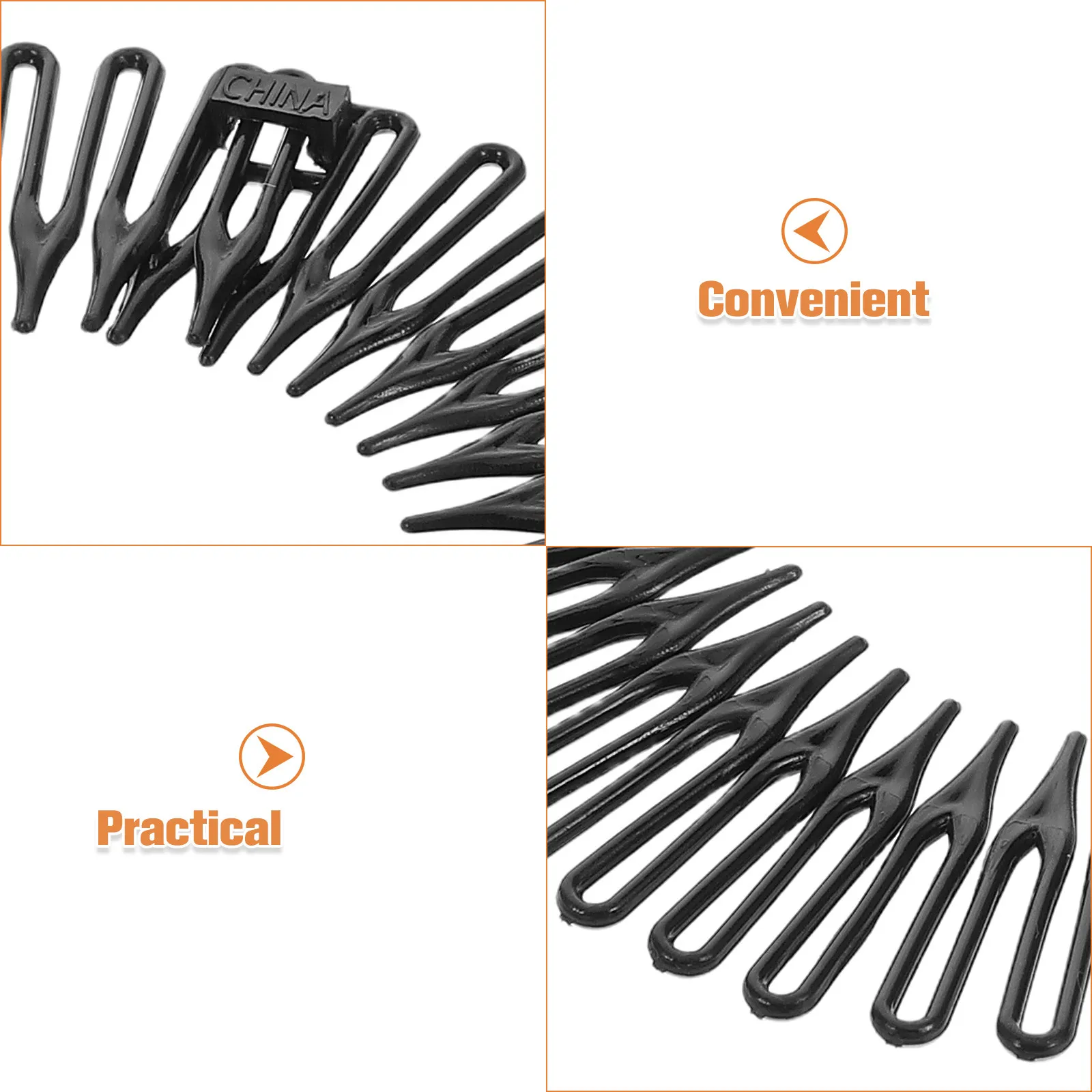 Black Flexible Spring Hair Comb Stretchable Plastic Circle Tooth Headband for Daily Styling Flyaway Taming Yoga Workout Face