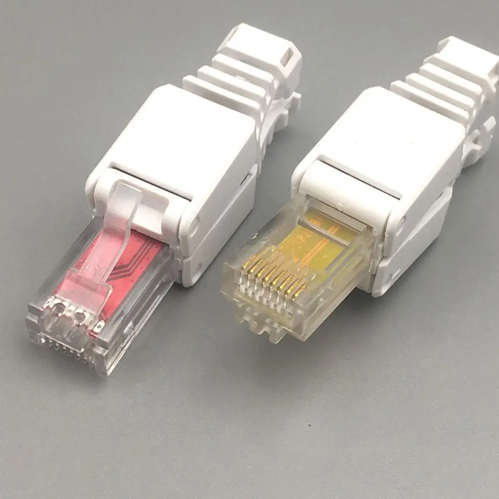 1 шт. Разъем RJ45 CAT6/Cat5e без обжима, многоразовый, без инструментов, кристаллическая головка RJ45, 8P8C, для сетевого кабеля