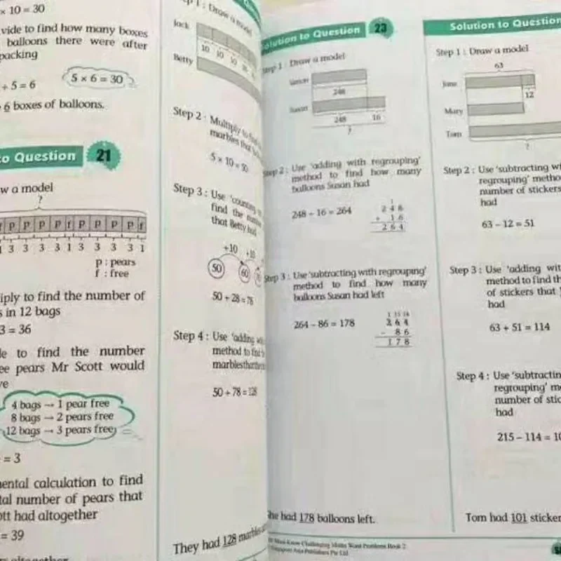 6 Books/Set 101 Challenging Maths Word Problems Books Singapore Primary School Grade 1-6 Math Practice Early Education Book