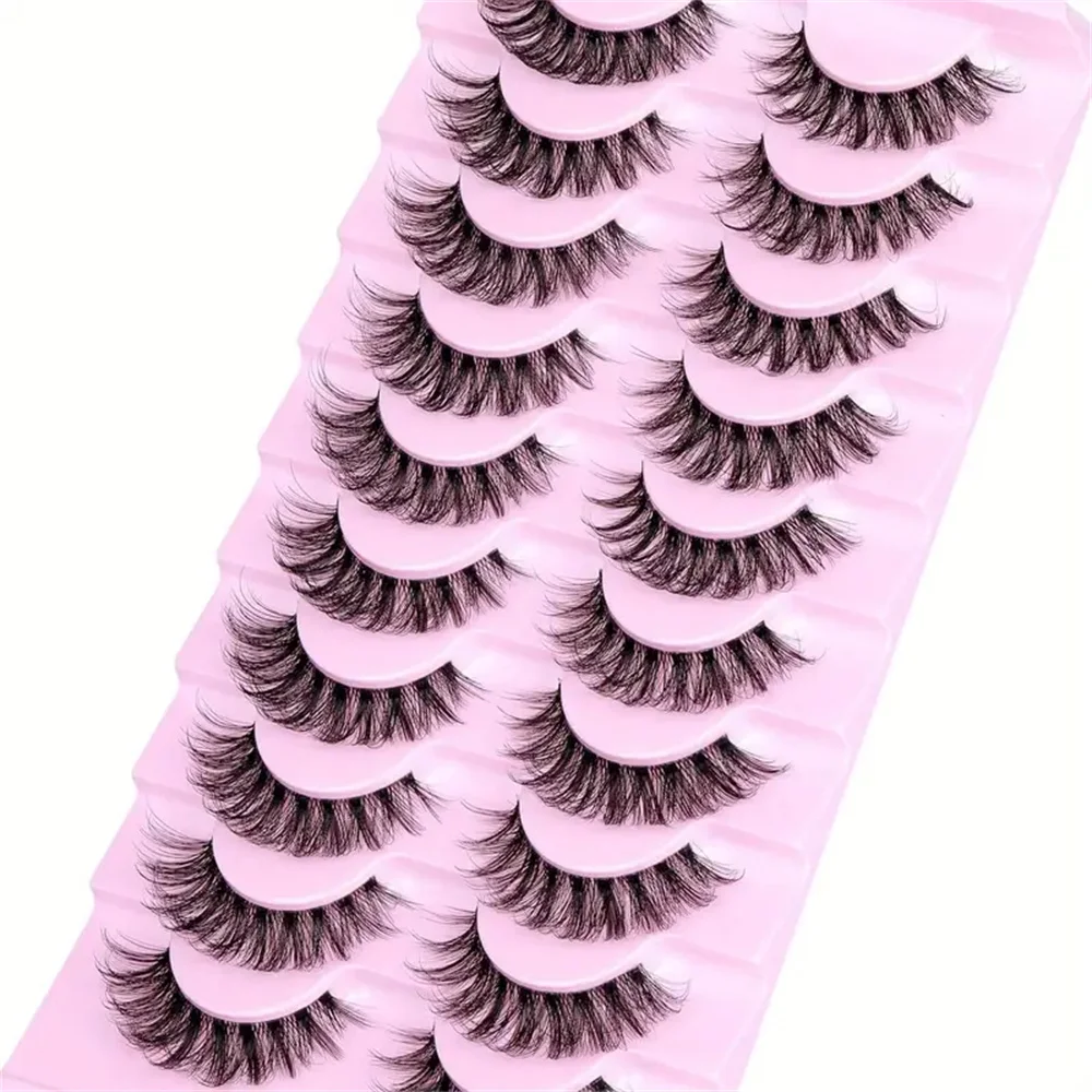 False Eyelashes 10 Pairs Natural Look Fluffy Thick Lashes With Clear Band Soft Fake Eyelash