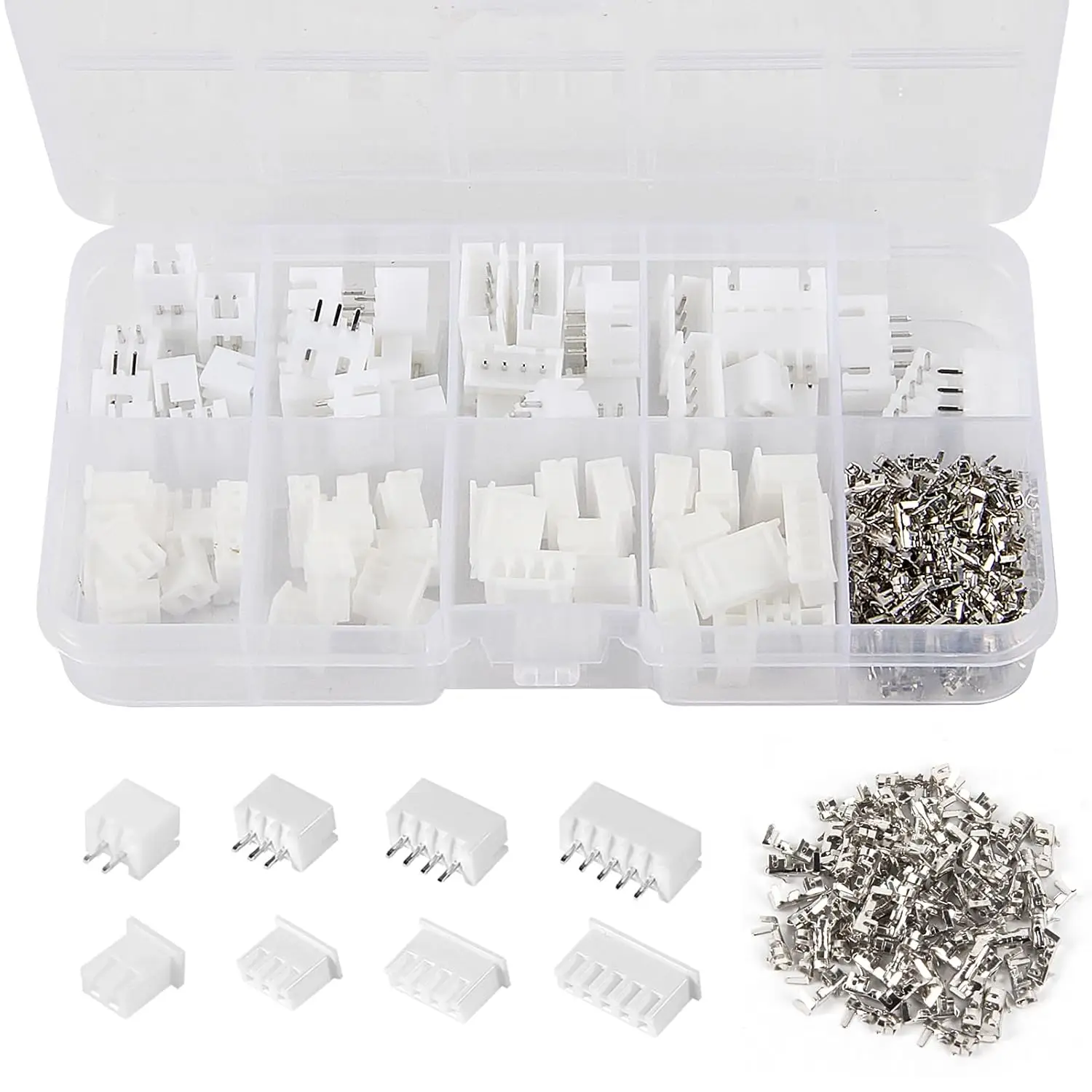 XH2.54 PH2.0 Connector Kit, 230pcs 2.54mm/2.0mm Pitch Terminal Housing Pin Header Set for JST Wire Connectors and Adaptors