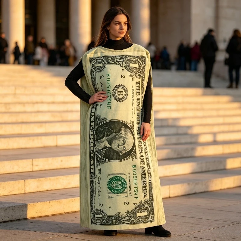 Halloween Funny Banknote Costume, Adult Unisex Creative Jumpsuit, Bar Funny Party, Annual Meeting, Stage Performance Costume