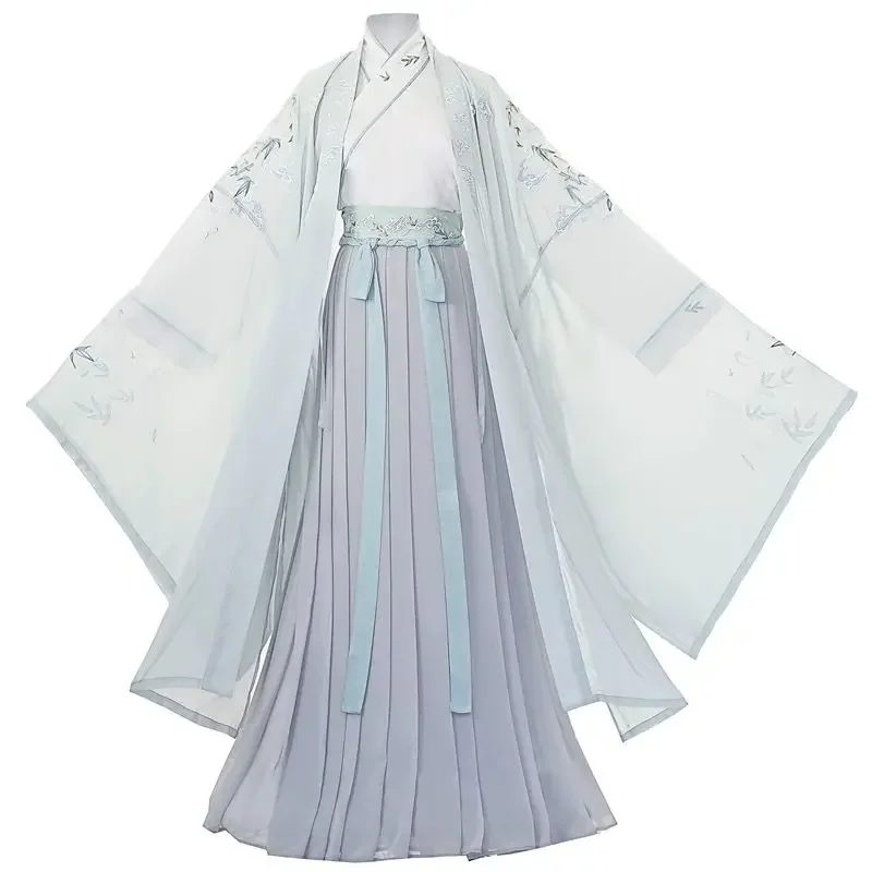 Plus Size 4XL Hanfu Men&Women Chinese Embroidery Hanfu Couples Cosplay Costume Fancy Dress Green/Gray/White Hanfu Jacket For Men