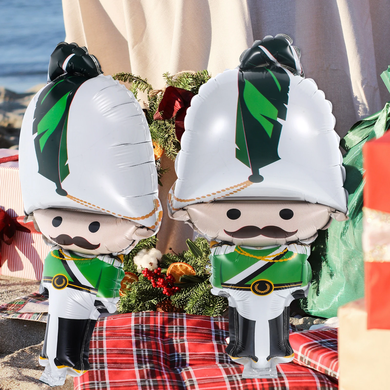 

5 Pcs The Banner Nutcracker Soldier Balloon Father Balloons Blow up Christmas Decoration Aluminum Film Cute