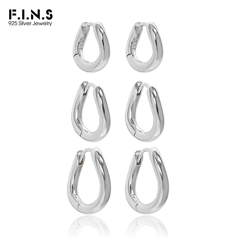 

F.I.N.S Korean S925 Sterling Silver Simple Irregular Lines Small Circle Hoop Earrings Huggies Geometric Minimalist Fine Jewelry