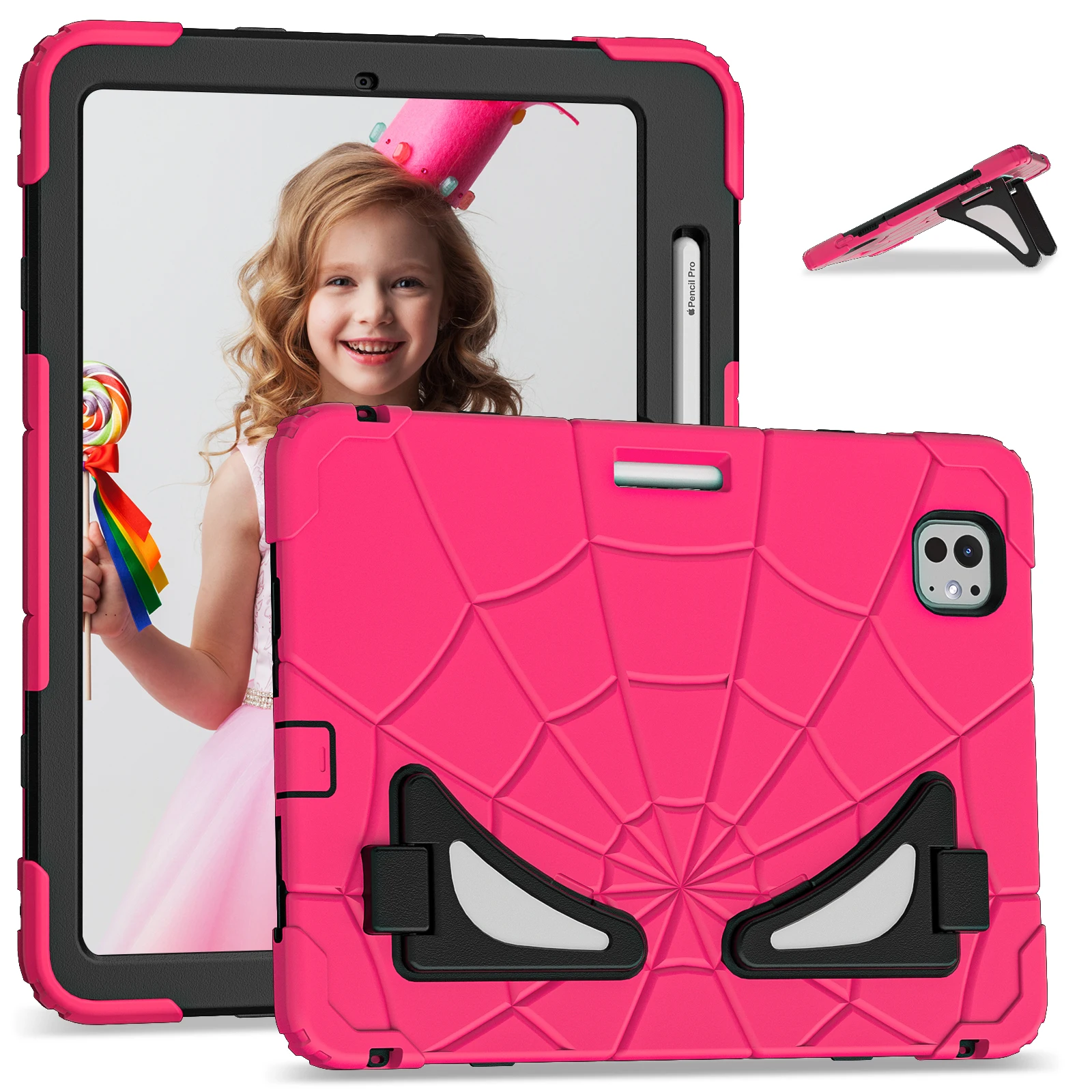 Heavy Duty Case For iPad Pro 11 2024 M4 Model A2836 A2837 A3006 Kids Funda Built-in Kickstand Cover Silicone+PC Shockproof Coque