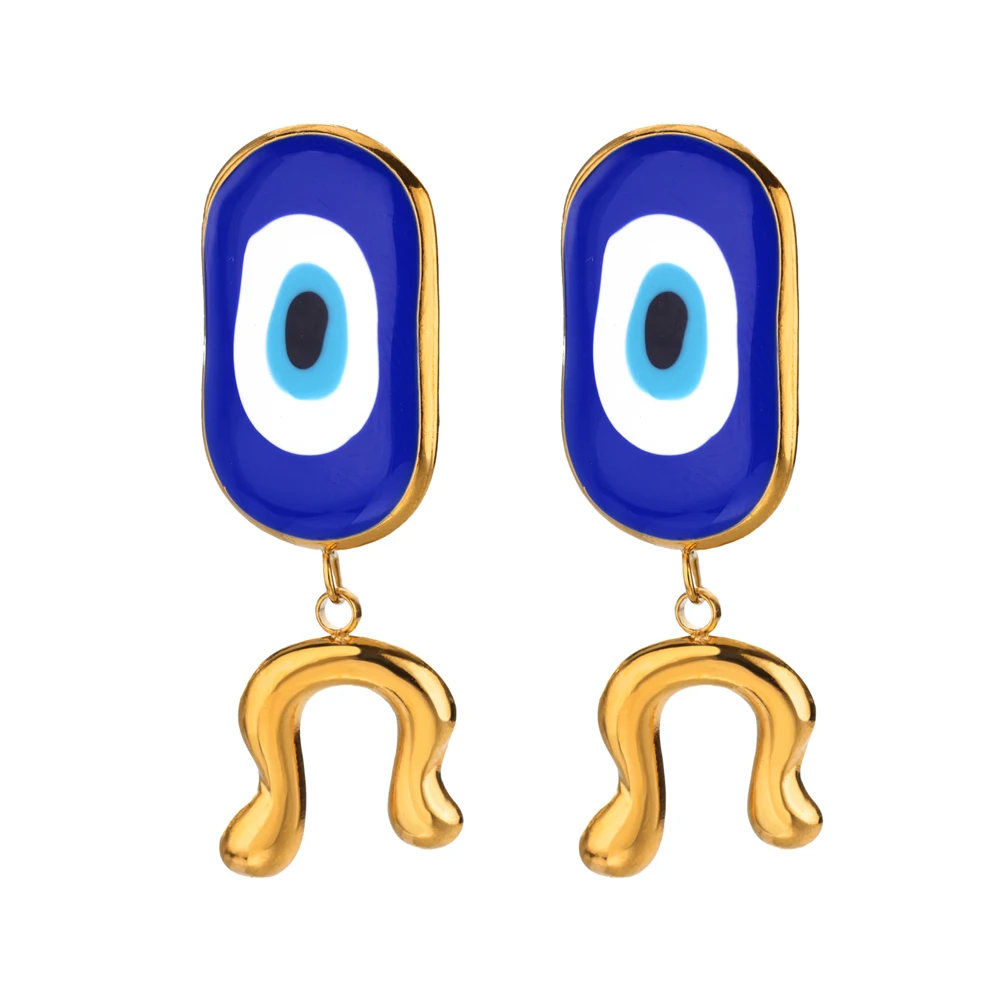 Boho Turkish Evil Eye Stud Earrings for Women Gold Color Stainless Steel Earrings Female Ear Jewelry aretes Freeshipping Items view 4