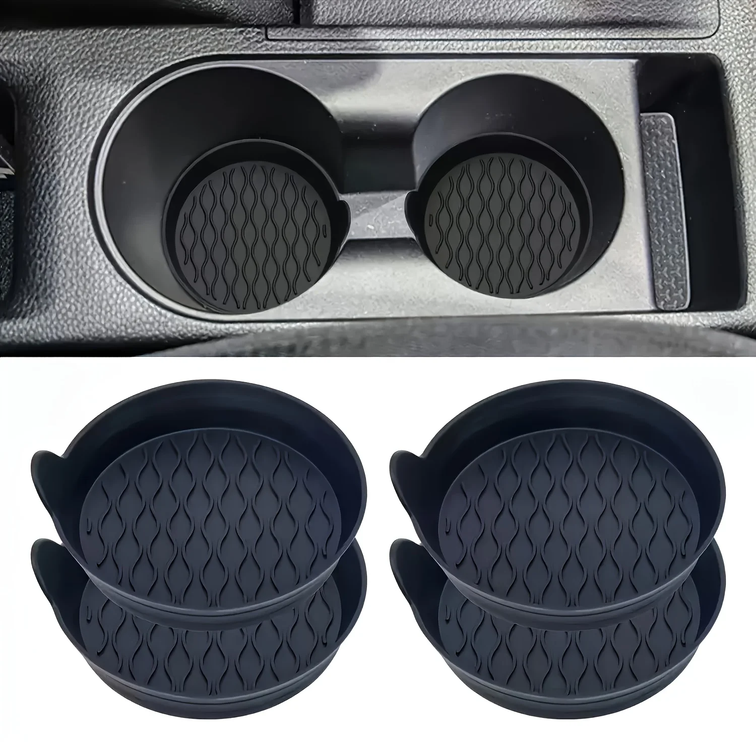 2er-Pack Auto-Getränkehaltermatten, rutschfeste Matten für Auto-Wasserbecher, geräuscharme Auto-Bechermatten mit Kanten, tragbare Wasserbecher-Tablett-Matten, stilvolle Accessoires, rutschfeste