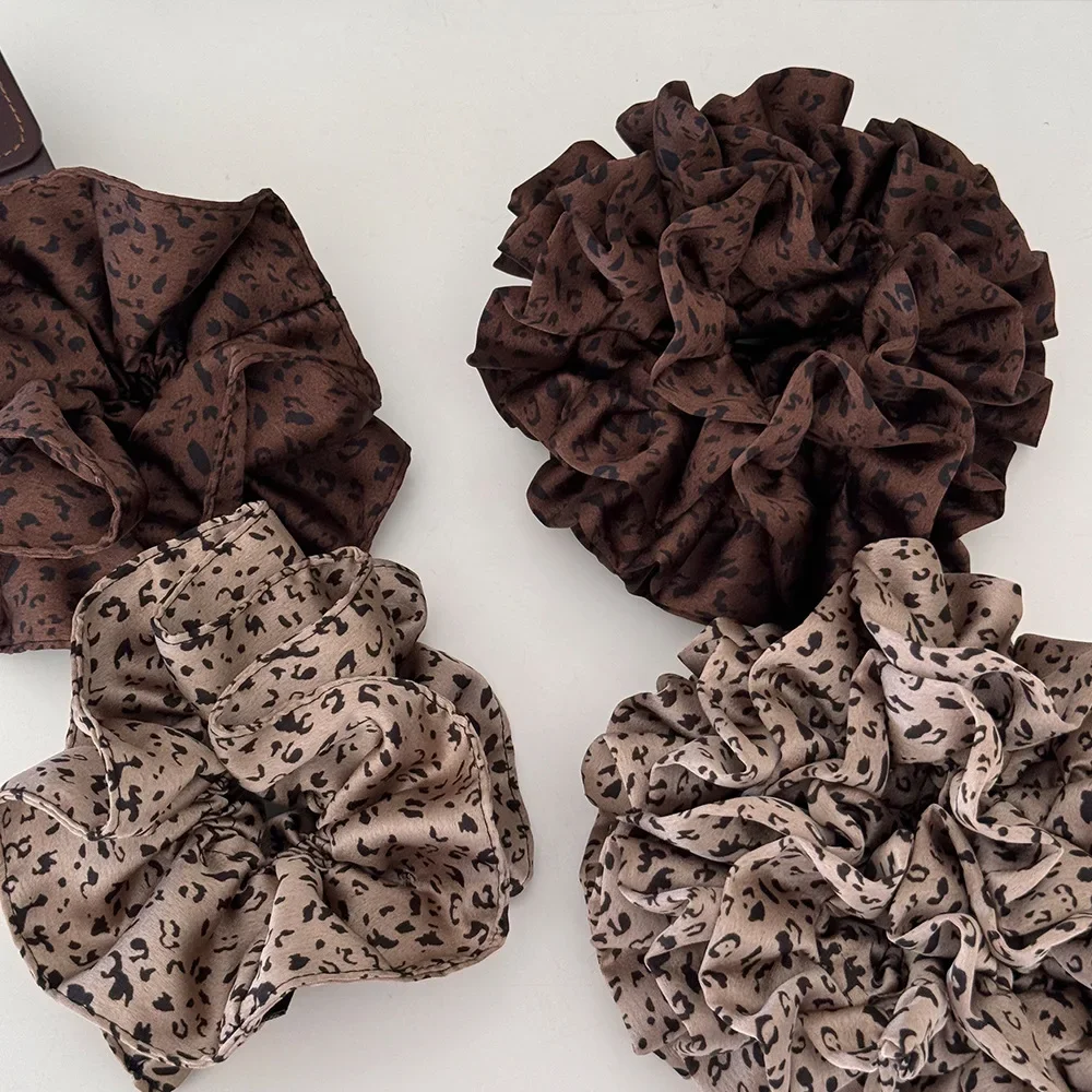

Retro Leopard Print Hair Scrunchies Elastic Hair Rope High Ponytail Hairbands Ponytail Holder Elegant Women Hair Accessories New