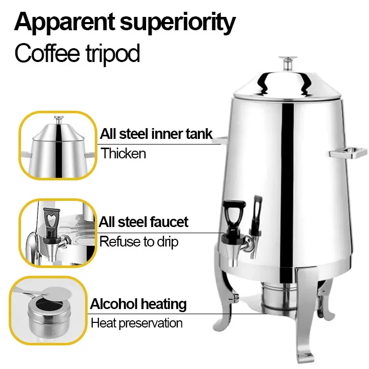 forYITIAN High Quality Hotel Stainless Steel 13L Hot Tea Coffee Restaurant Large Capacity Coffee Warmer Dispenser