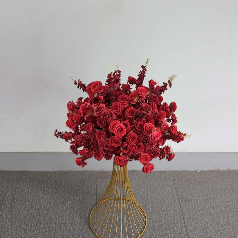 80/70/60/50 سنتيمتر الفاخرة كرة زهرية كبيرة الاصطناعي الجدول محور لحدث الزفاف ديكور الطريق الرصاص ترتيب الأزهار باقة #2