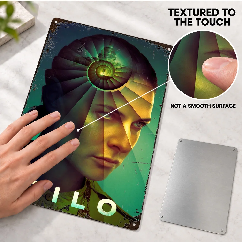 Silo Aluminum Poster Personalized Metal Sign Spiral Staircase Face Overlay Illustration Wall Art For Movie Room Cinema Fan Gift