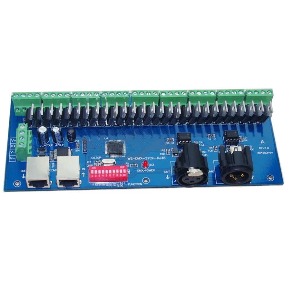 27CH LED DMX512 Controller 27-Channel DMX Decoder Board LED 9 Groups of RGB Output DMX