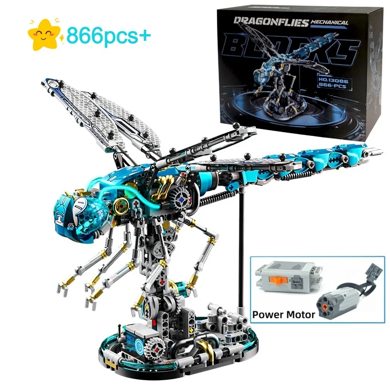 

866pcs DIY Creative Mechanical Dragonfly Building Blocks Set Animal MOC Assemble Model Kids Adults birthday Christmas gifts