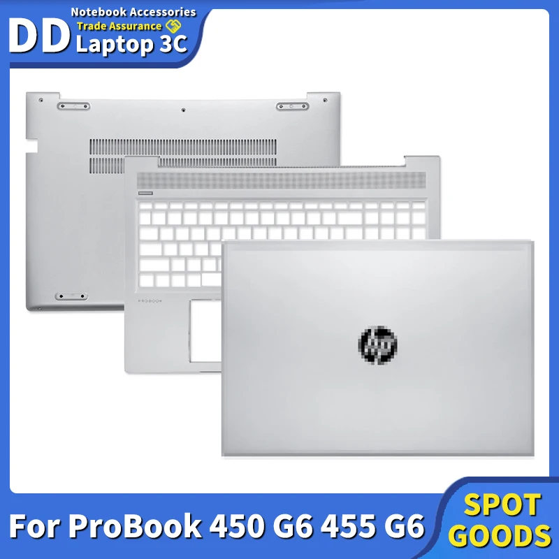 

New Laptop LCD Back Cover/Palmrest/Bottom Case For HP ProBook 450 G6 455 G6 Series Notebook Replacement Top Case Silvery