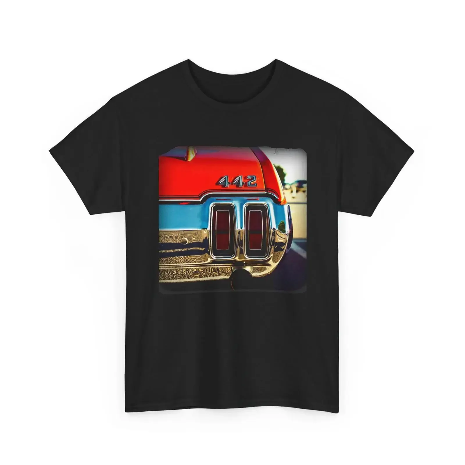 Retro Olds 442 Chrome Bumper Exhaust Logo Car Art Vintage T Shirt for Men Heavy Cotton vintage Washed graphic