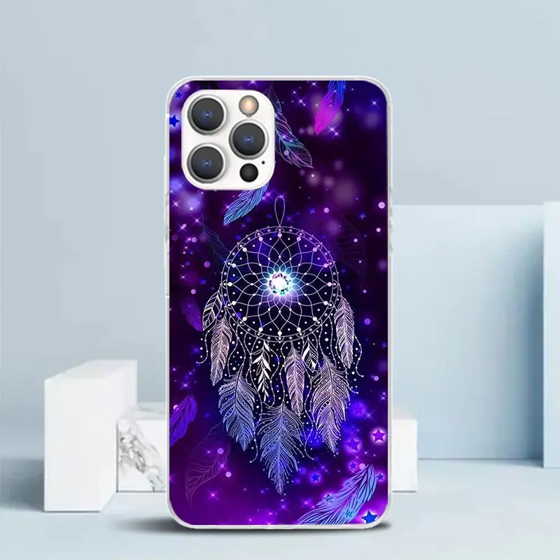 Retro Feather Dreamcatcher Phone Case For IPhone 16 15 14 13 12 11 Pro Max Mini XR XS X 7 Plus 8 + SE 2020 Soft TPU Back Cover