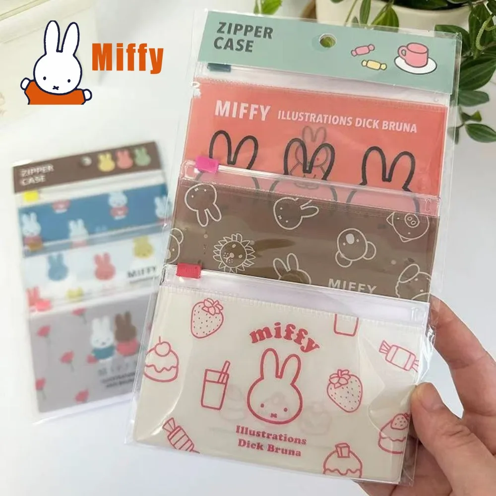 Прозрачный чехол-косметичка Kawaii Miffy с молнией, милый кролик, органайзер для макияжа из ПВХ, прозрачный кошелек для монет, водонепроницаемый пенал для ручек и карандашей, подарок