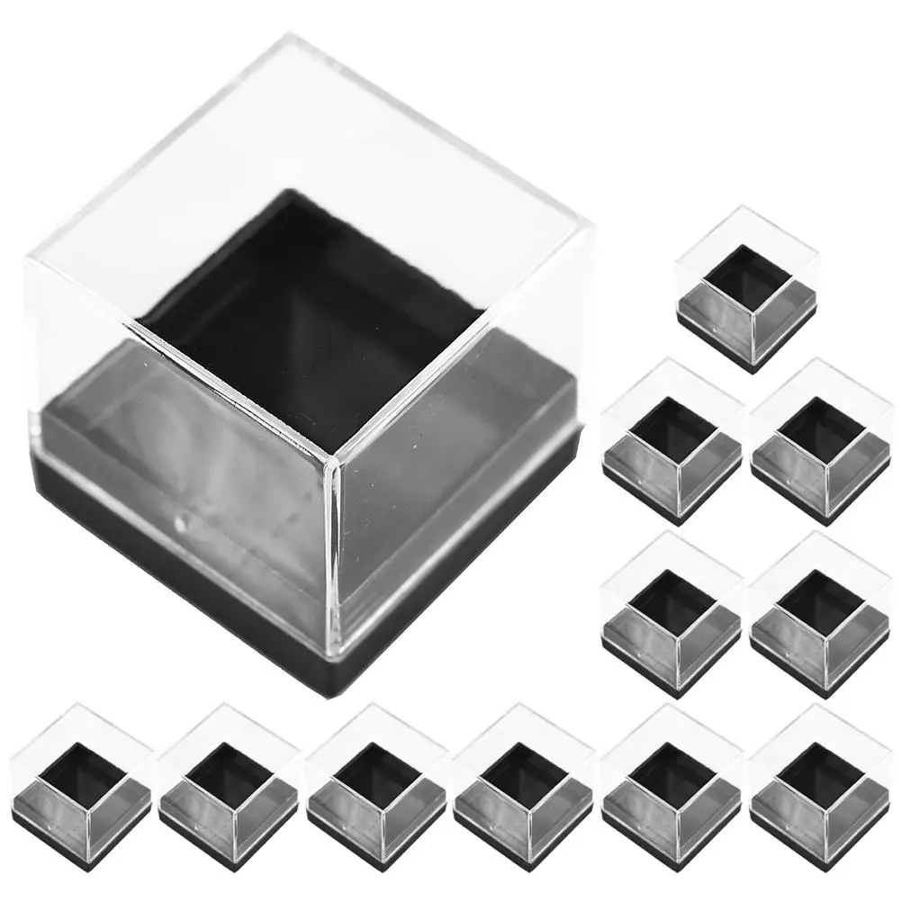

12 Pcs Transparent Specimen Box Mineral Boxes Coin Cube Display Cases Clear Showcase Storage