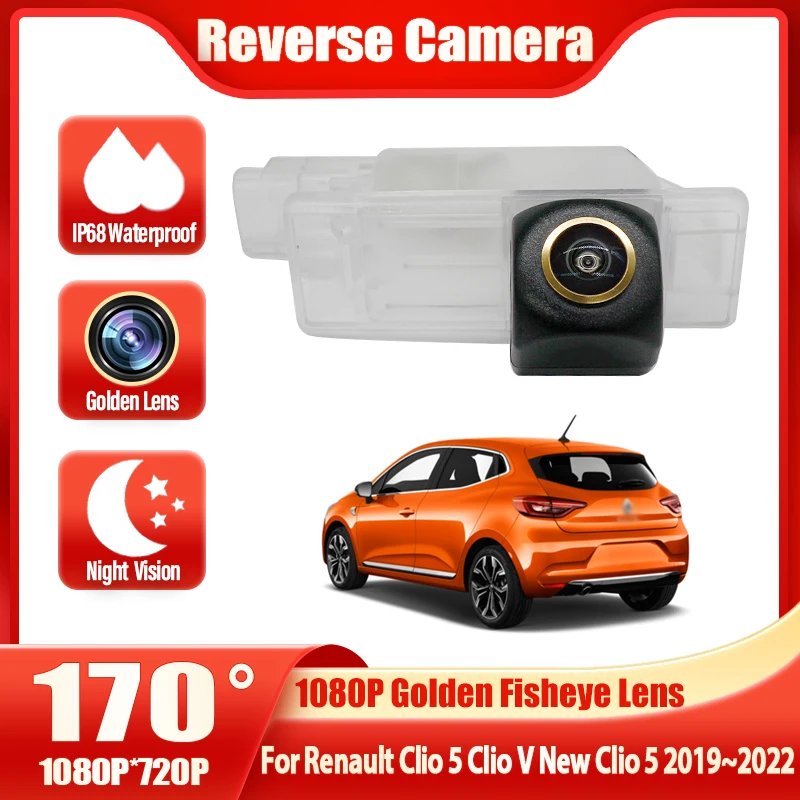 

Rear View Camera For Renault Clio 5 Clio V New Clio 5 2019~2022 Golden Lens 1080P 170° Night Vision Reverse Backup Parking Camer