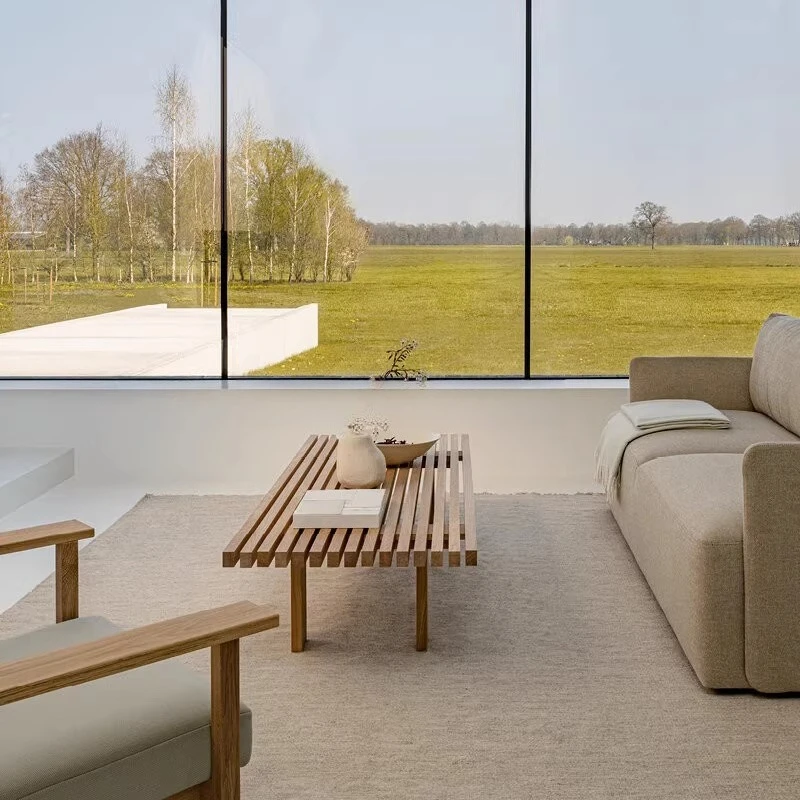 

Ash wood long strip low table household, living room small table wooden strip splicing