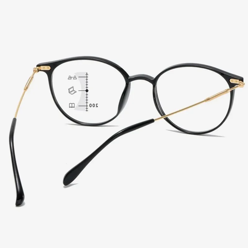 Óculos de leitura multifocais inteligentes, luz azul Vintage bloqueio, prescrição, presbiopia óculos, terminou perto longe Eyewear