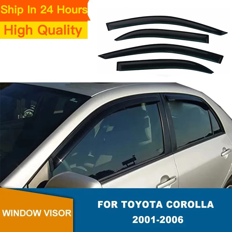 Nuevos deflectores de ventana lateral para Toyota Corolla 2001 2002 2003 2004 2005 2006 visera de ventana deflectores de protección solar para lluvia SUNZ High Qu