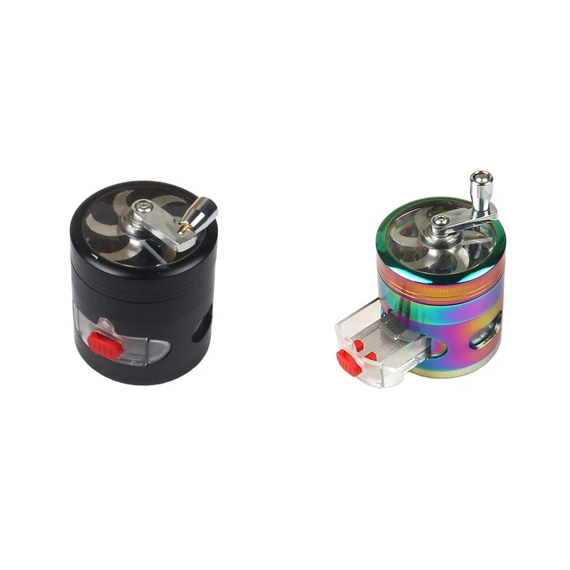 

4 Layers Herb Grinder Hand Cranked Clear Top Grinder Smoke Crusher Crusher Crank Pollinator With Drawer Spice Grinder B