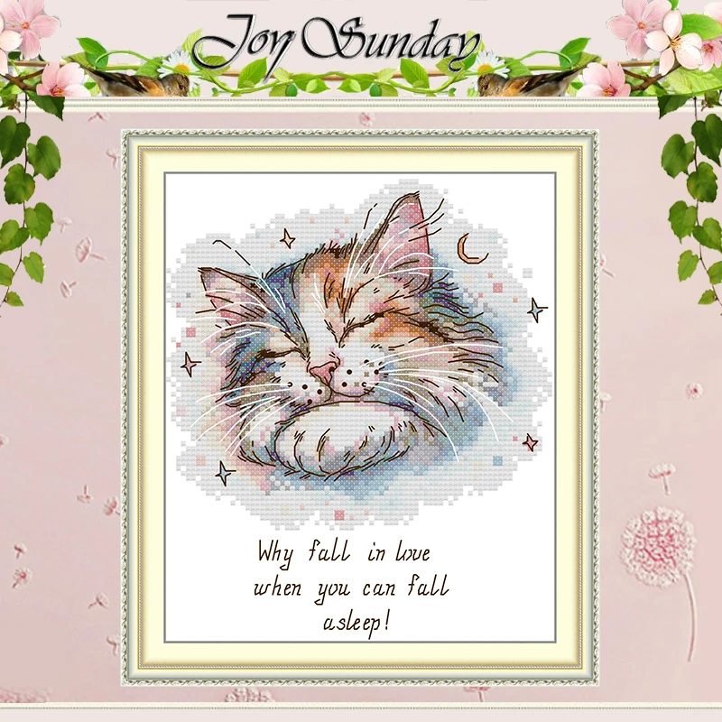 

Набор для вышивания крестиком с узором «Спящий кот» (11CT, 14CT, 16CT), HD-трафарет, набор для вышивания DMC, рукоделие