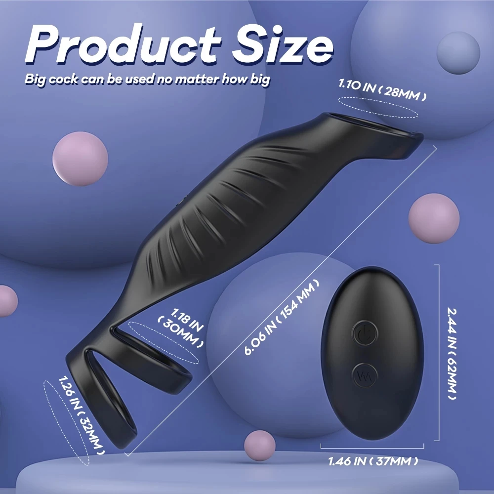 HESEKS Male Remote Vibrating Cock Silicone Sleeve Ring Delay Ejaculation Penis Enlargement Sex Toys For Men Testicle Vibrator