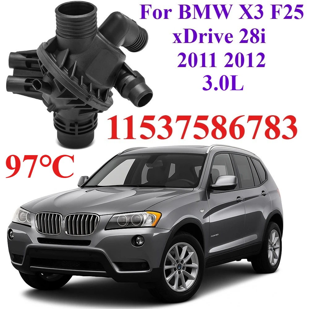 

97℃ 11537586783 For BMW X3 F25 xDrive 28i 3.0L 2011 2012 N52B30A Car Engine Coolant Thermostat Housing Cover Assembly Suit