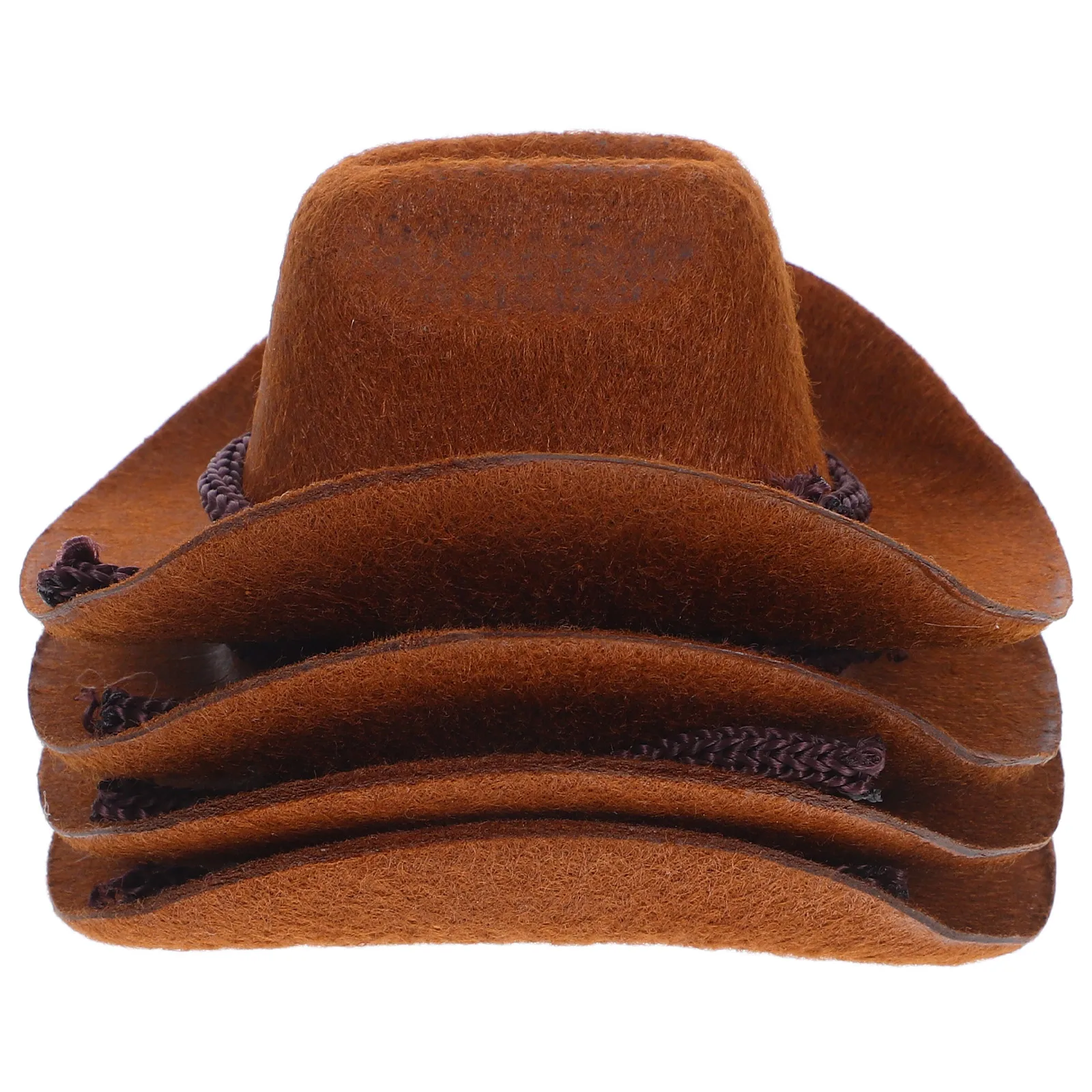 4 stuks mini gevlokte cowboyhoeden unieke popaccessoires westerse feestdecoraties kleine hoeden voor beeldjes