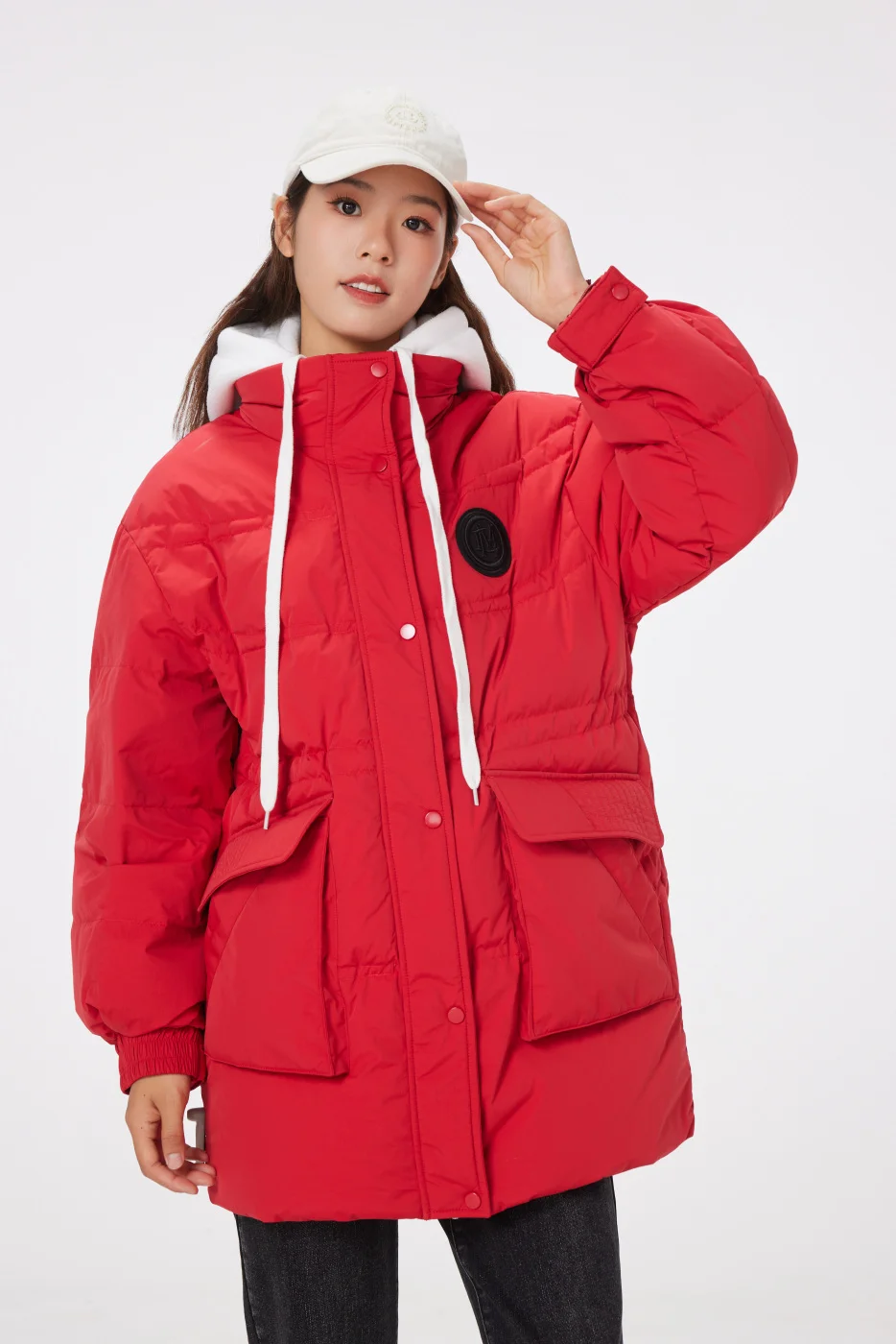 Metersbonwe Down Jacket Women Thick Jacket Ladies Down Jacket New Fashion Warm Top Brand High-Quality Christmas Red Outerwear