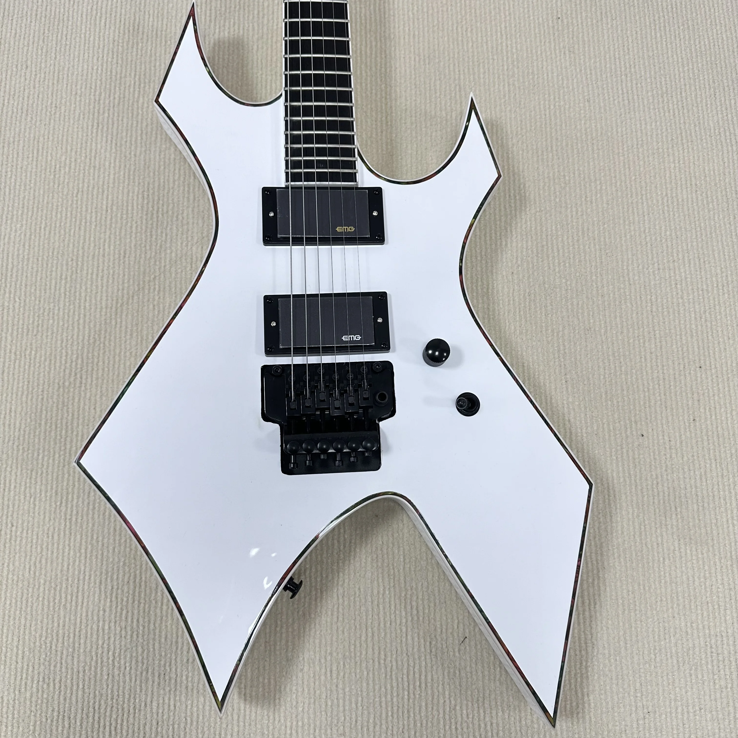 BC White Electric Guitar Double Humbuckers Black Hardware Double Locking Tremolo Extreme Metal Rock Guitar In Storck