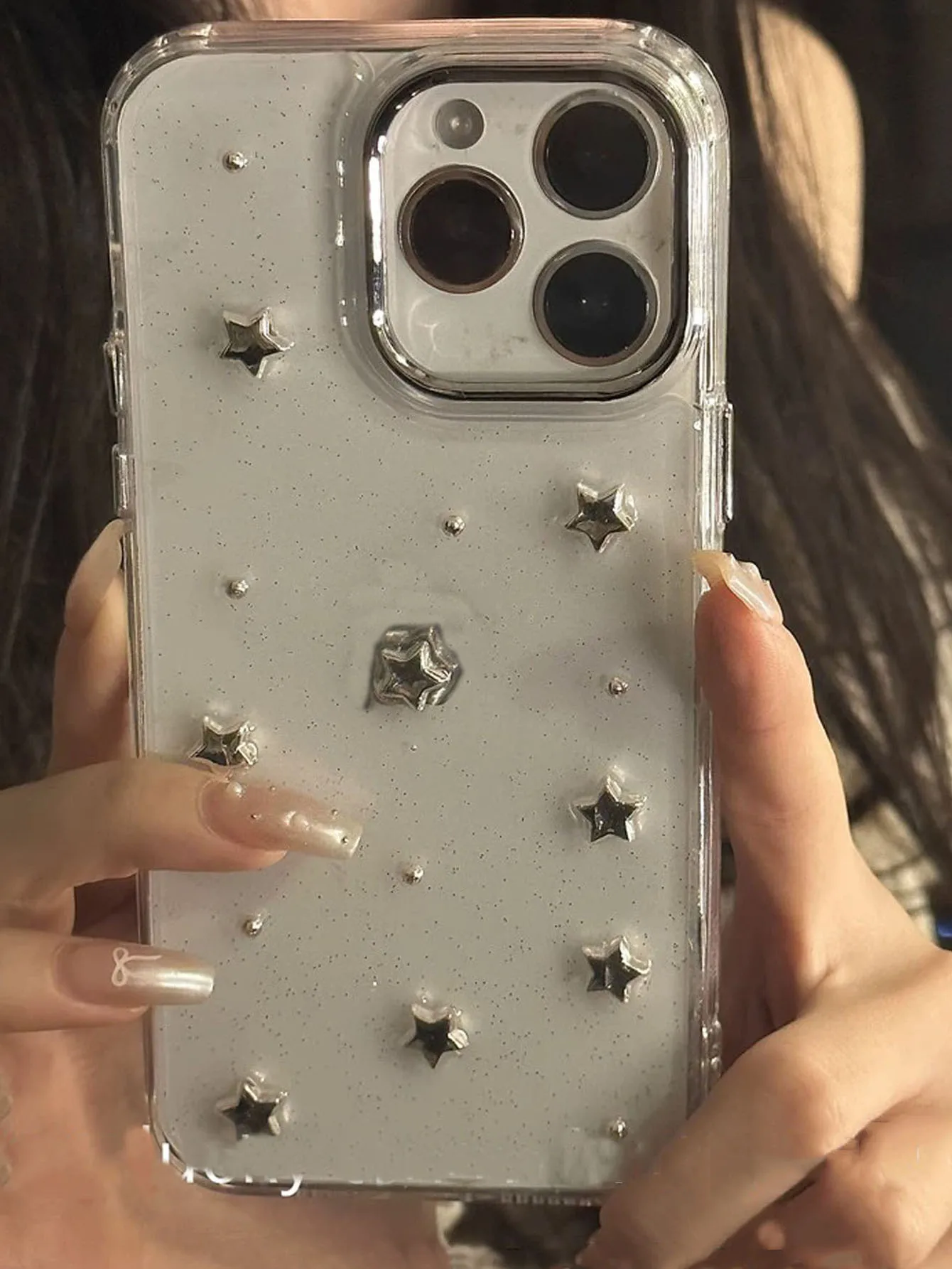 Sparkling Powder 3D Bow Star Suitable For iPhone 15 Pro Max Phone Case 14 Pro 11 13 Transparent 12 Anti Drop Full Case