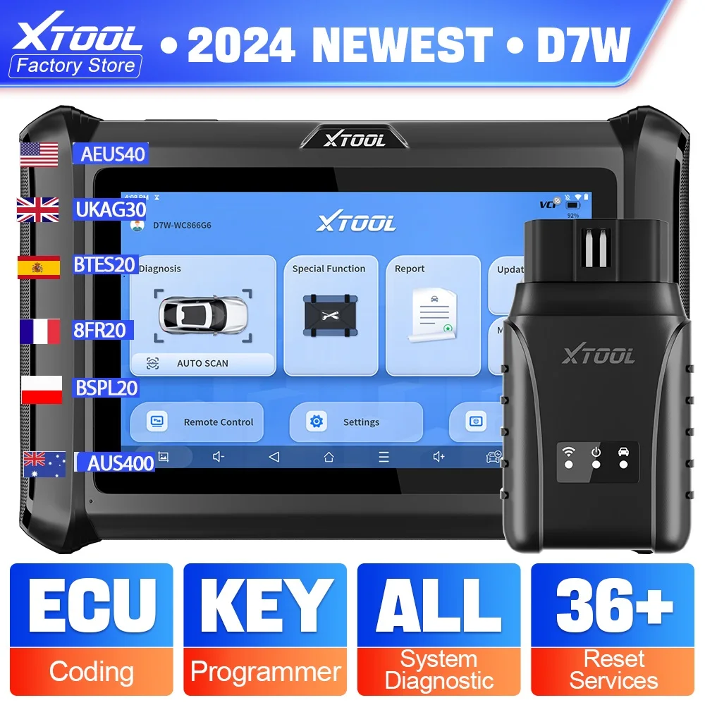 

XTOOL D7W WIFI Wireless Connect Car Diagnostic Tool ECU Coding Key Programmer 36 Reset Bi-Directional Scanner DoIP CANFD