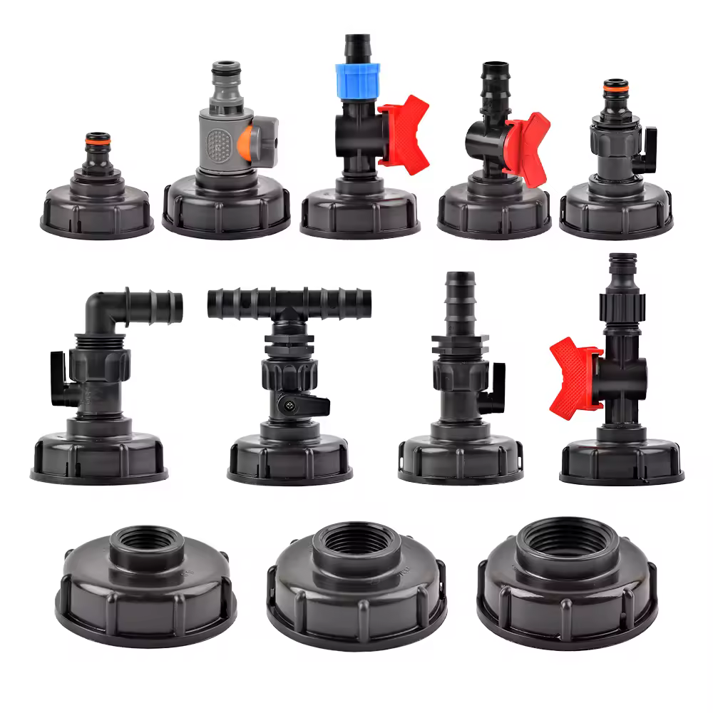 IBC Tank Adapter Fuel Tank Fitting S60 Thread Cap 60mm to1"3/4"1/2" Female Tap Connector Garden Irrigation Valve Fitting