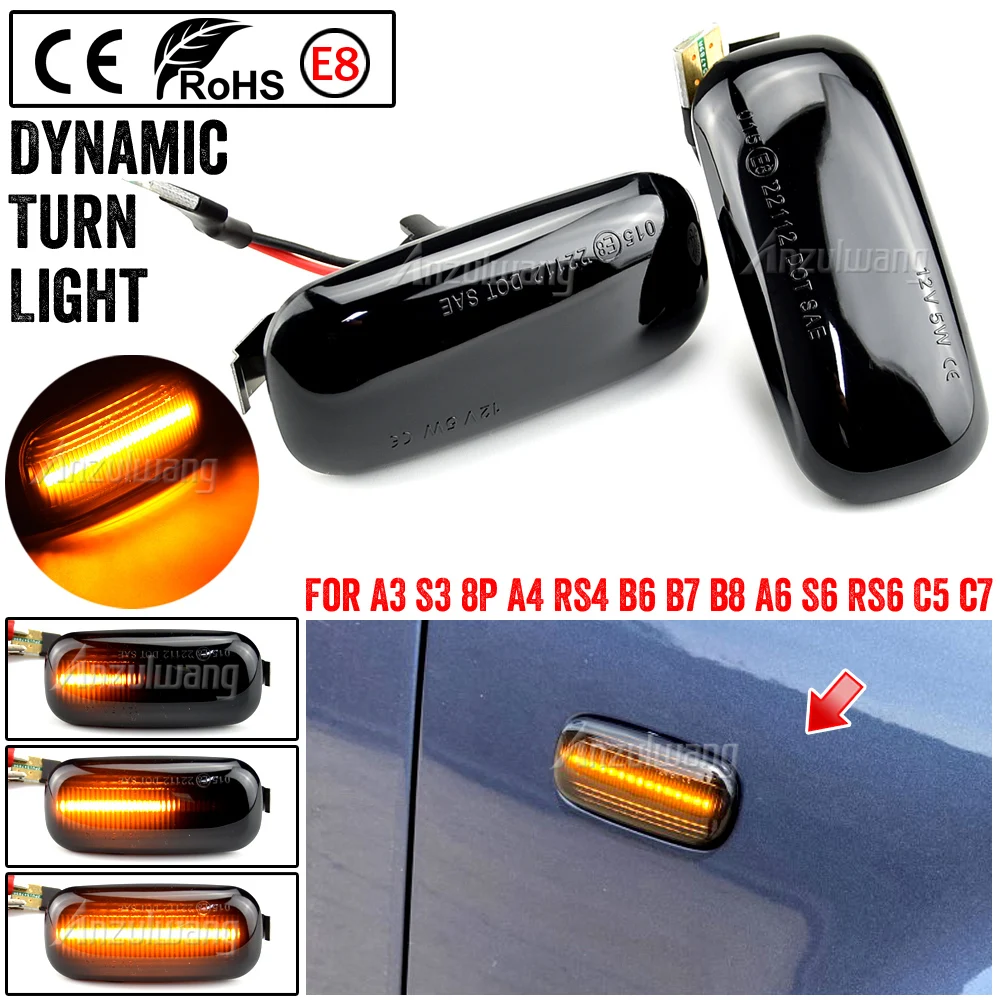

Led Dynamic Side Marker Turn Signal Light Sequential Blinker Light Emark For Audi A3 S3 8P A4 S4 RS4 B6 B7 B8 A6 S6 RS6 C5 C7