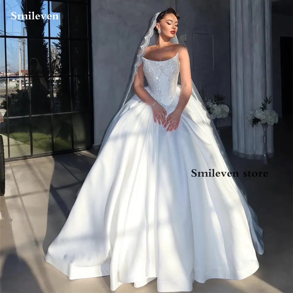 

Свадебные платья Smileven Princess, бальные платья из атласа с бисером, свадебные платья без рукавов, индивидуальный пошив, 2026
