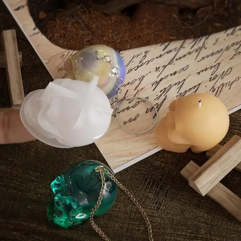 652F Halloween Skull Keychain Resin Mold DIYs Crafts Bracelet Pendant Silicone Mould Handmade Soap Molds Scented Mould - Image 2