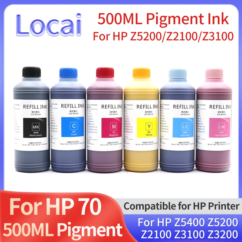 

500ML/Bottle Pigment Ink for HP 70 Refillable Ink Compatible for HP Designjet Z5400 Z5200 Z2100 Z3100 Z3200 Printer Pigment INK