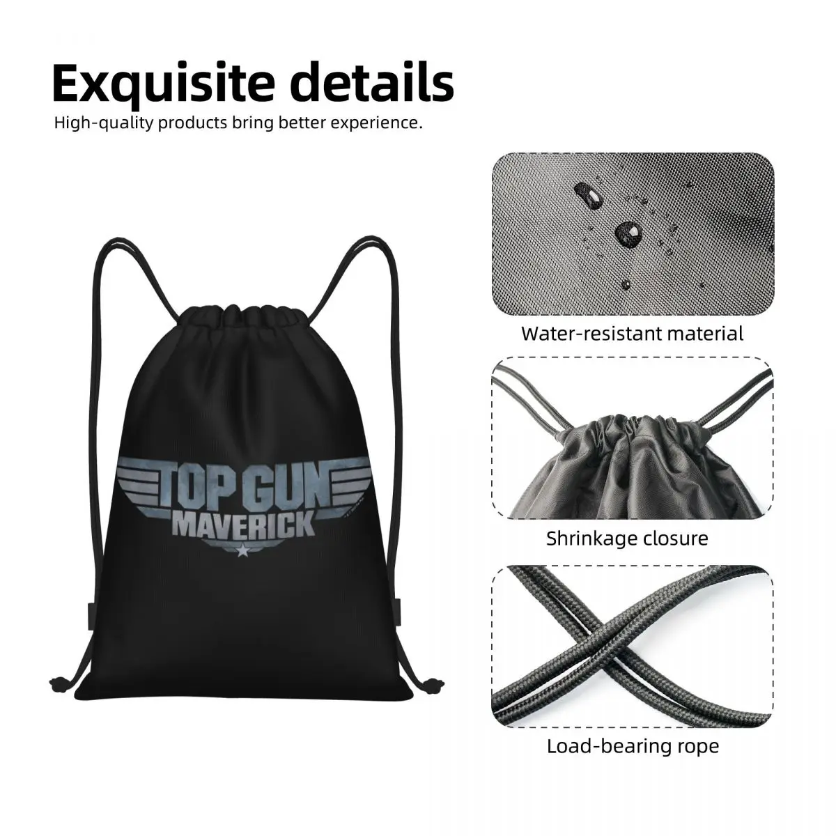 Top Gun Maverick Drawstring Backpack Sports Gym Sackpack String Bags for Exercise