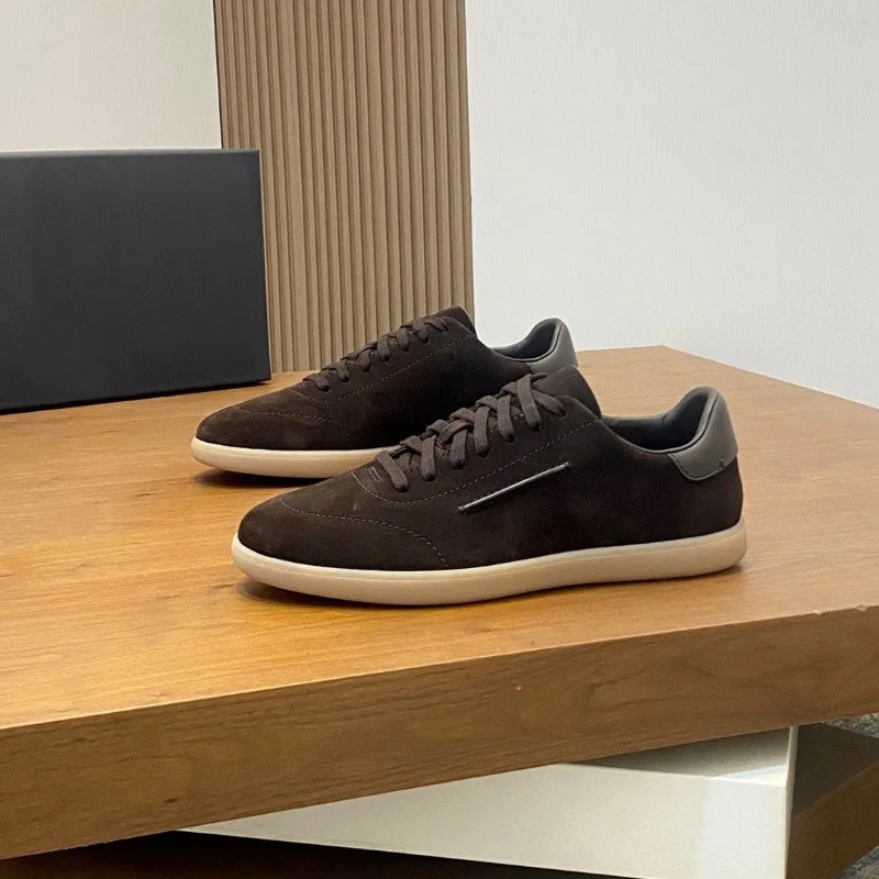 Zeg** Leather Platform Shoes for Men with Laces Casual Shoes Versatile Lightweight Sports Style Platform Shoes Suitable Seasons