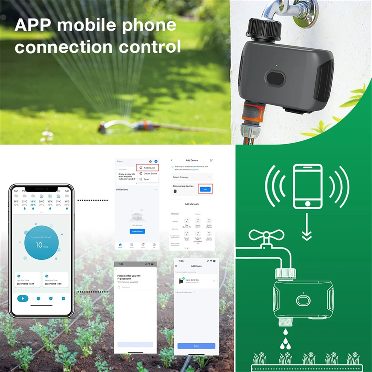 

AA25 WiFi Smart Irrigation Garden Sprinkler Timer Water Valve Irrigation Timer Smart Watering System WiFi Smart Water Timer