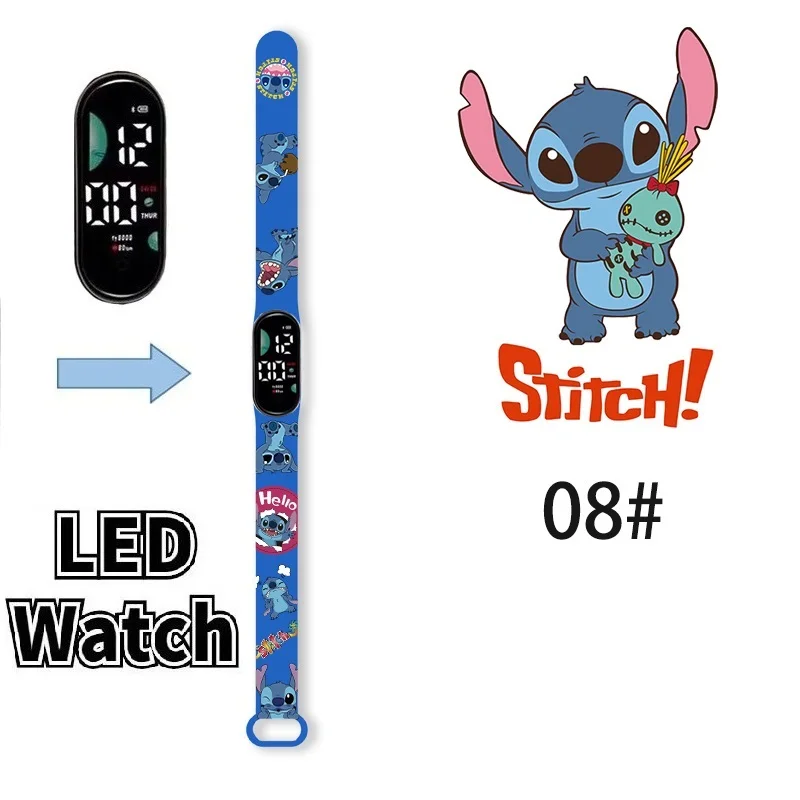 Disney Stitch Kinderhorloges Cartoon Anime Karakter Lichtgevende Armband Horloge Led Touch Waterdichte Sport Kids Geschenken Horloge