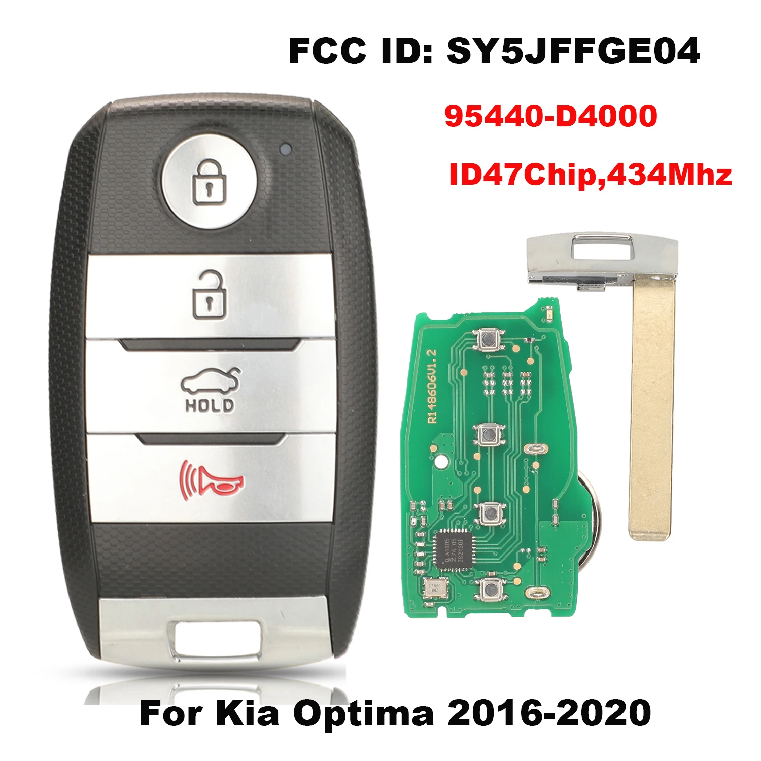 jingyuqin Car Key For Kia Optima 2016-2020 SY5JFFGE04 95440-D4000 ID47Chip 434Mhz Smart Key 4Buttons