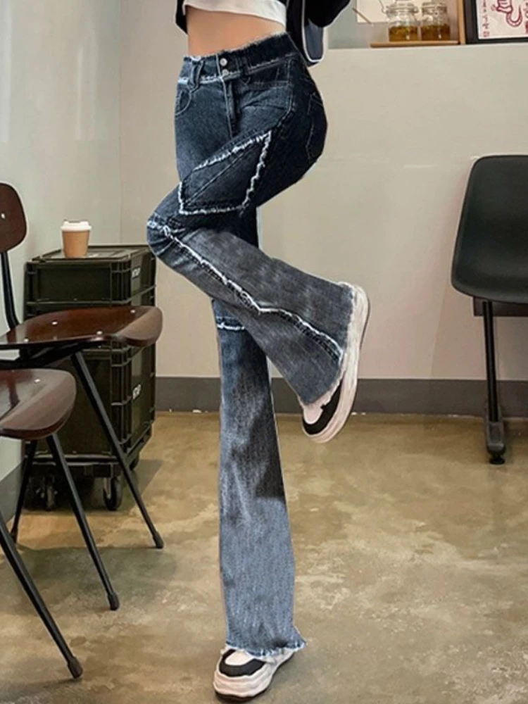 

Джинсы-клеш, женские узкие рваные потертые уличные винтажные индивидуальные корейские стильные модные шикарные простые универсальные отбеленные весенние джинсы