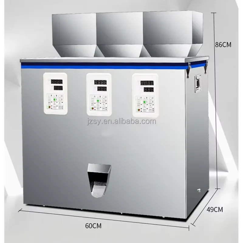 Stainless Steel Double Head Coffee Bean Powder Weighing Machine Fast Discharge Small Volume Granular Filler for Packaging