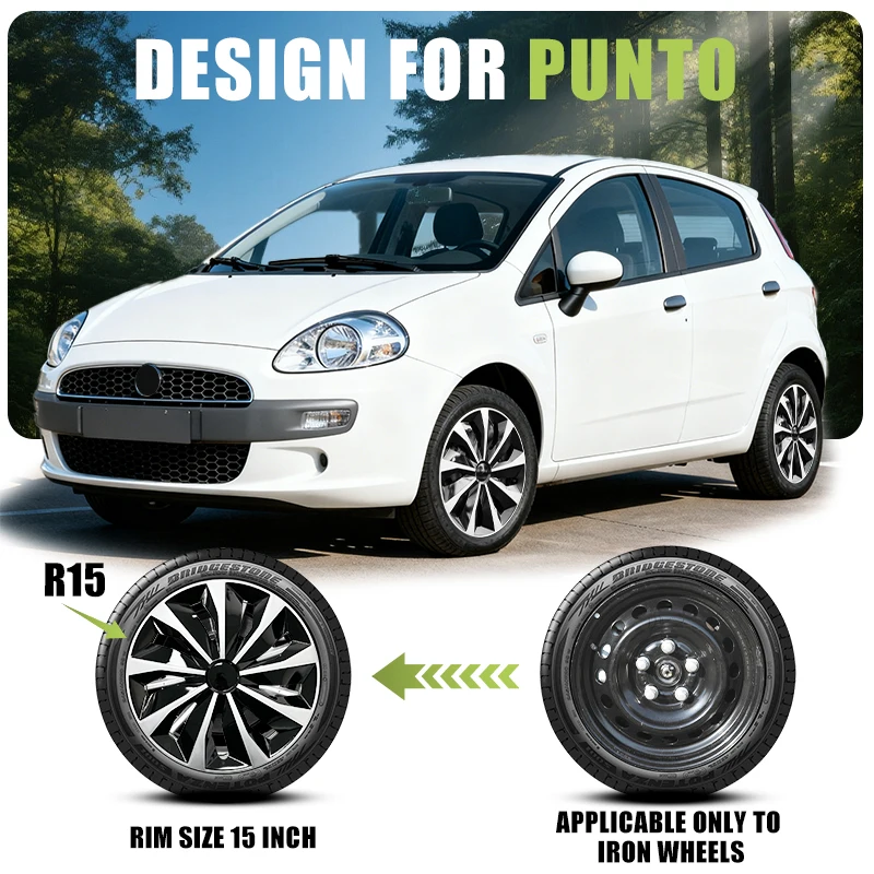 

Дизайн для Fiat Punto 15-дюймовые колпаки в ножевом стиле для железных дисков, комплект из 4 стальных колпаков
